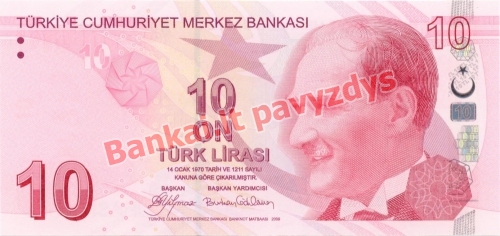 10 Lirų banknoto priekinė pusė