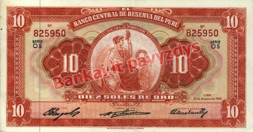 10 Soles  banknoto priekinė pusė