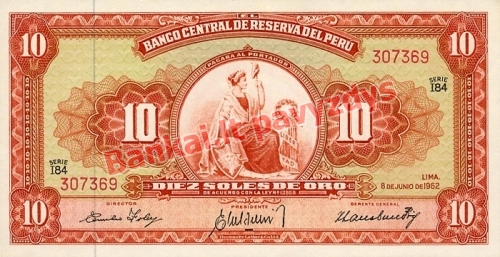 10 Soles  banknoto priekinė pusė