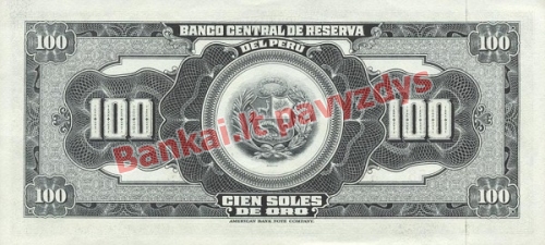 100 Soles  banknoto galinė pusė