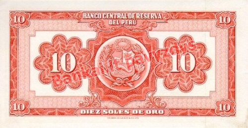 10 Soles  banknoto galinė pusė