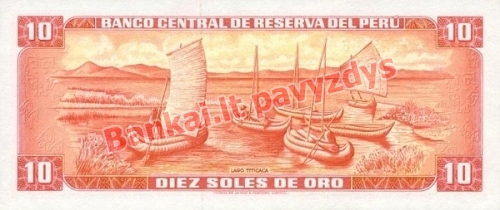 10 Soles  banknoto galinė pusė