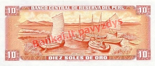 10 Soles  banknoto galinė pusė