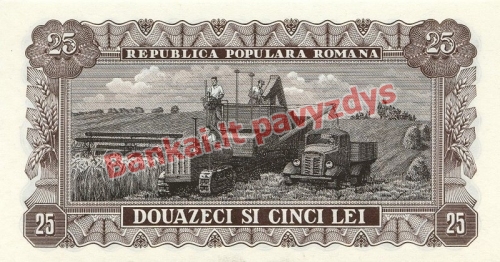 25 Lėjų banknoto galinė pusė