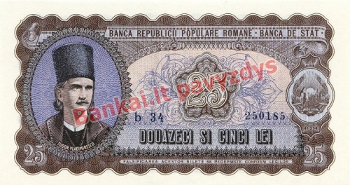 25 Lėjų banknoto priekinė pusė