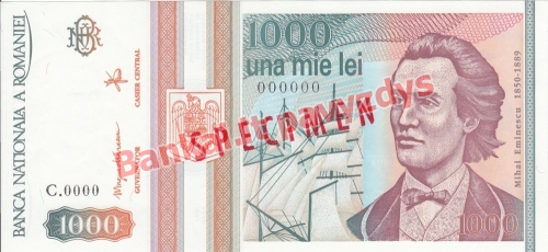 1000 Lėjų banknoto priekinė pusė