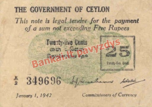 25 Centų banknoto priekinė pusė