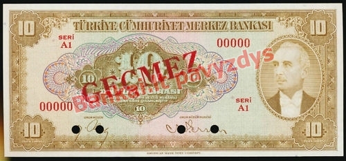 10 Lirų banknoto priekinė pusė