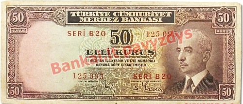 50 Kurusų banknoto priekinė pusė