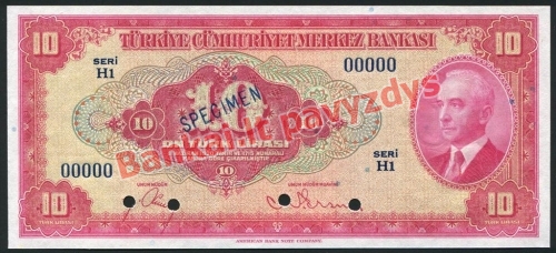 10 Lirų banknoto priekinė pusė