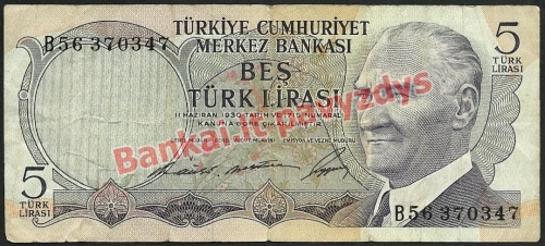 5 Lirų banknoto priekinė pusė