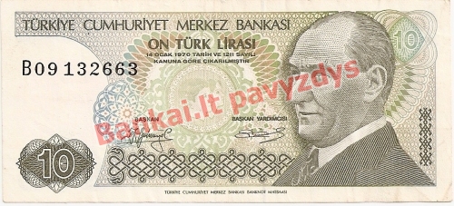 10 Lirų banknoto priekinė pusė
