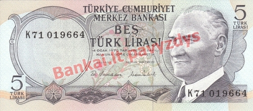 5 Lirų banknoto priekinė pusė