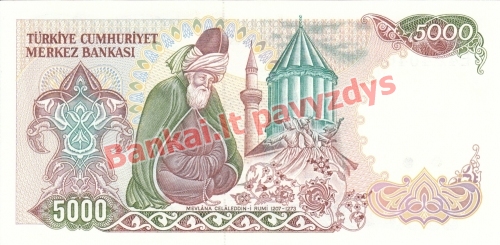 5000 Lirų banknoto galinė pusė