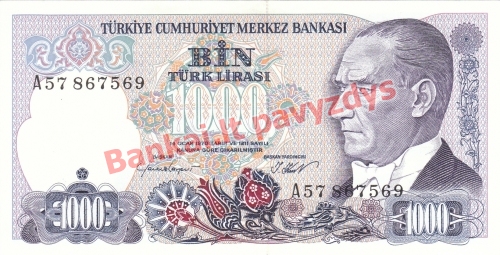 1000 Lirų banknoto priekinė pusė