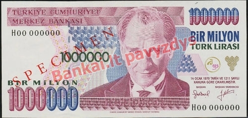 100000 Lirų banknoto priekinė pusė