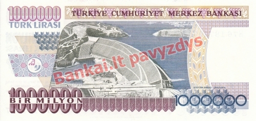 1000000 Lira  banknoto galinė pusė