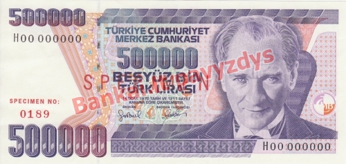 500000 Lirų banknoto priekinė pusė