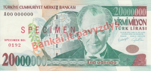 20000000 Lirų banknoto priekinė pusė