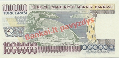 1000000 Lira  banknoto galinė pusė