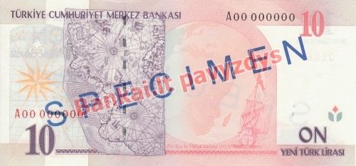 10 New Lirų banknoto galinė pusė