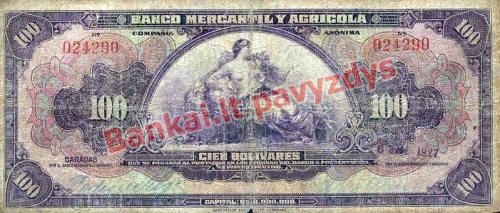 100 Bolivarų banknoto priekinė pusė