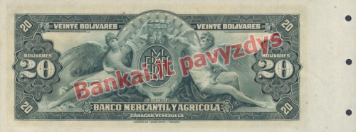 20 Bolivarų banknoto galinė pusė