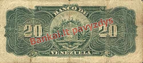 20 Bolivarų banknoto galinė pusė