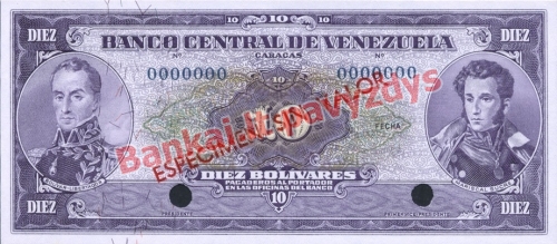 10 Bolivarų banknoto priekinė pusė