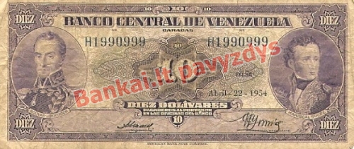 10 Bolivarų banknoto priekinė pusė