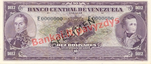 10 Bolivarų banknoto priekinė pusė