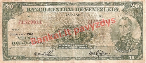 20 Bolivarų banknoto priekinė pusė