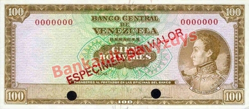 100 Bolivarų banknoto priekinė pusė