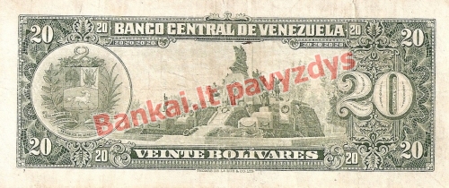 20 Bolivarų banknoto galinė pusė