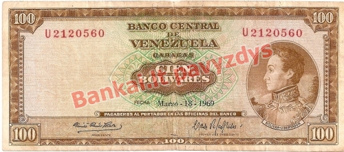 100 Bolivarų banknoto priekinė pusė