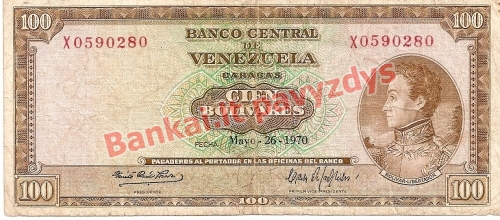 100 Bolivarų banknoto priekinė pusė