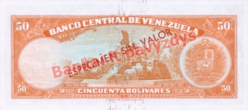 50 Bolivarų banknoto galinė pusė