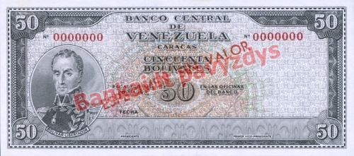 50 Bolivarų banknoto priekinė pusė