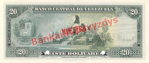 20 Bolivarų banknoto galinė pusė