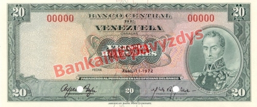 20 Bolivarų banknoto priekinė pusė