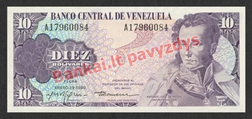 10 Bolivarų banknoto priekinė pusė