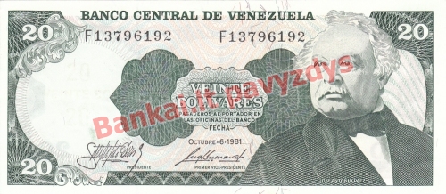 20 Bolivarų banknoto priekinė pusė