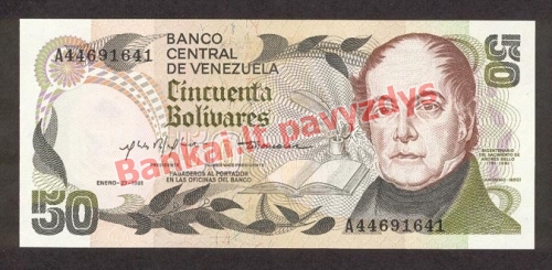 50 Bolivarų banknoto priekinė pusė