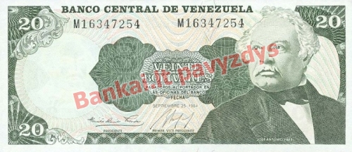 20 Bolivarų banknoto priekinė pusė