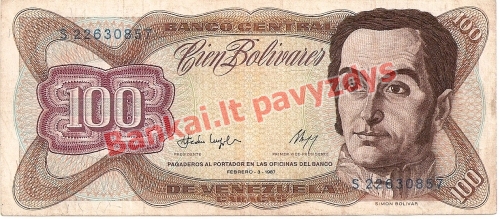 100 Bolivarų banknoto priekinė pusė