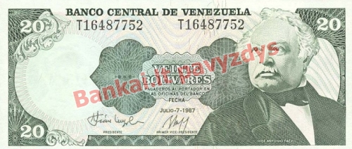 20 Bolivarų banknoto priekinė pusė