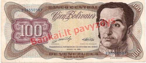 100 Bolivarų banknoto priekinė pusė