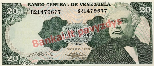 20 Bolivarų banknoto priekinė pusė