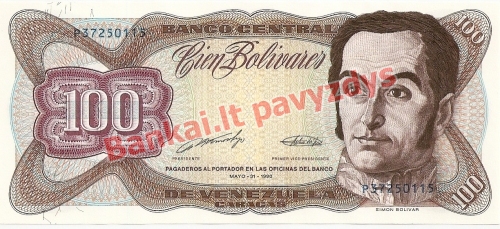 100 Bolivarų banknoto priekinė pusė