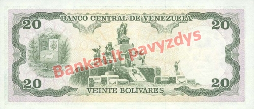 20 Bolivarų banknoto galinė pusė